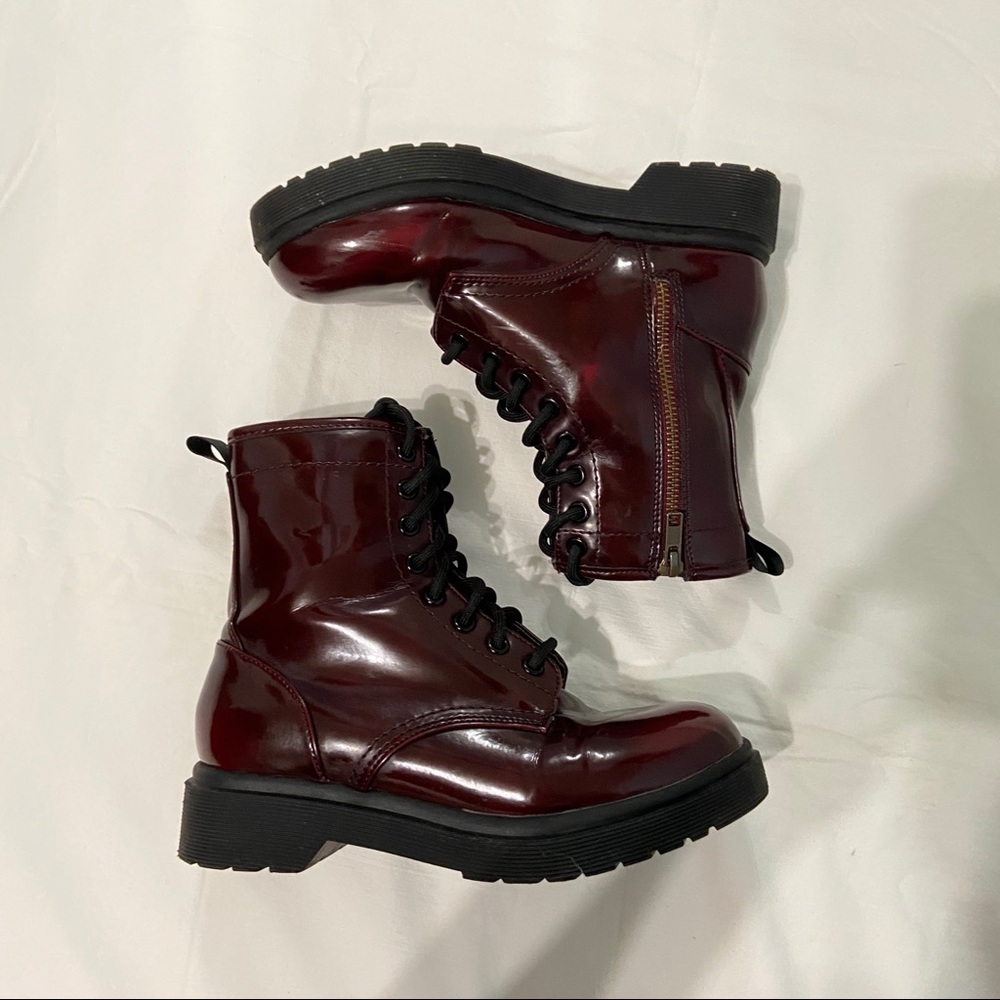 Burgundy Combat Boots